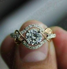 14K Gelbgold-Finish 2Ct Rundschliff Lab Creat...