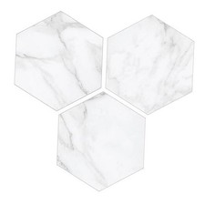 -Sheet Hexagon Peel and Stick Backsplash, 6" x 7" White 45 Calacatta White