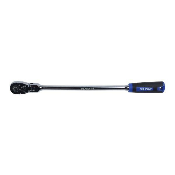 US PRO Tools 1/4"" Drive Extra Long 305mm 72T Flexible Head Ratchet TPR Grip 4240