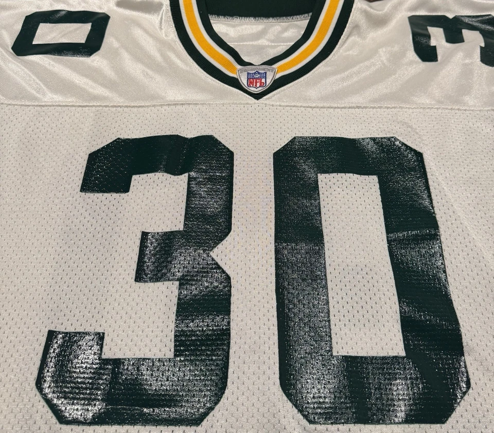 正品复古 Reebok NFL 绿湾包装工 John Kuhn Pro Cut 足球球衣 — 第 3/4 张图片