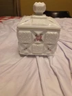 Westmoreland Vintage Milk Glass Lidded Candy Dish Old Quilt Square