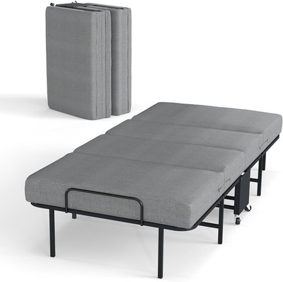 Twin Size Folding Bed 75x38 Cot Size with Mattress Portable Foldable Guest Beds