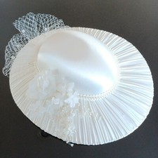 Vintage Satin Bridal Hat - PERFECT CONDITION, FREE SHIPPING 