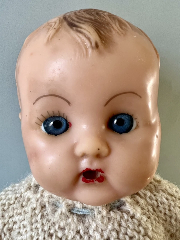 Poupon ancien 50s Prince Charming poupée bébé caoutchouc pouet Made in France - Photo 4/4