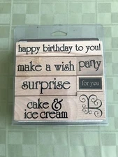 Heidi Grace Rubber Stamp Set Happy Birthday Theme Seven Stamps In Box 1 Used
