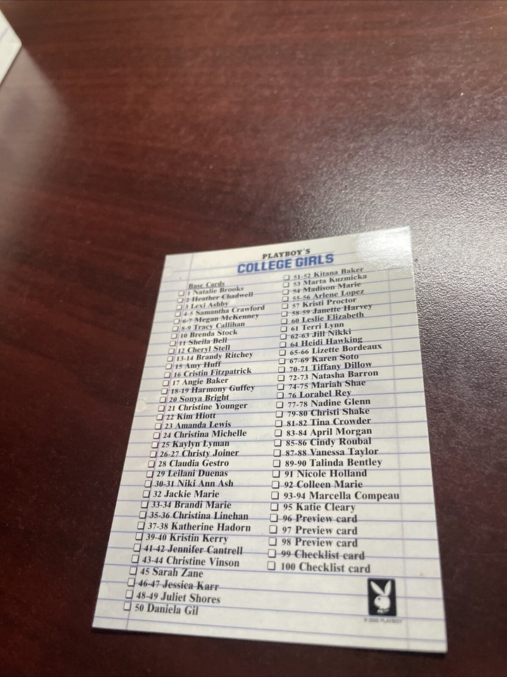 PLAYBOYS College Girls 2002 Base SET 100 Cards. Combined Ship Harmony