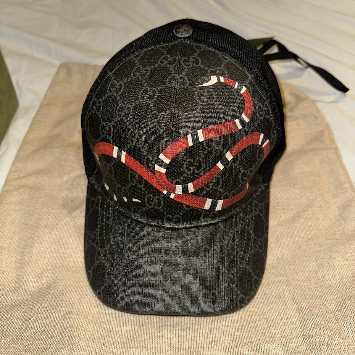Real Gucci Baseball Cap Black King Snake with Tags Real Gucci Baseball Cap Black King Snake with Tags