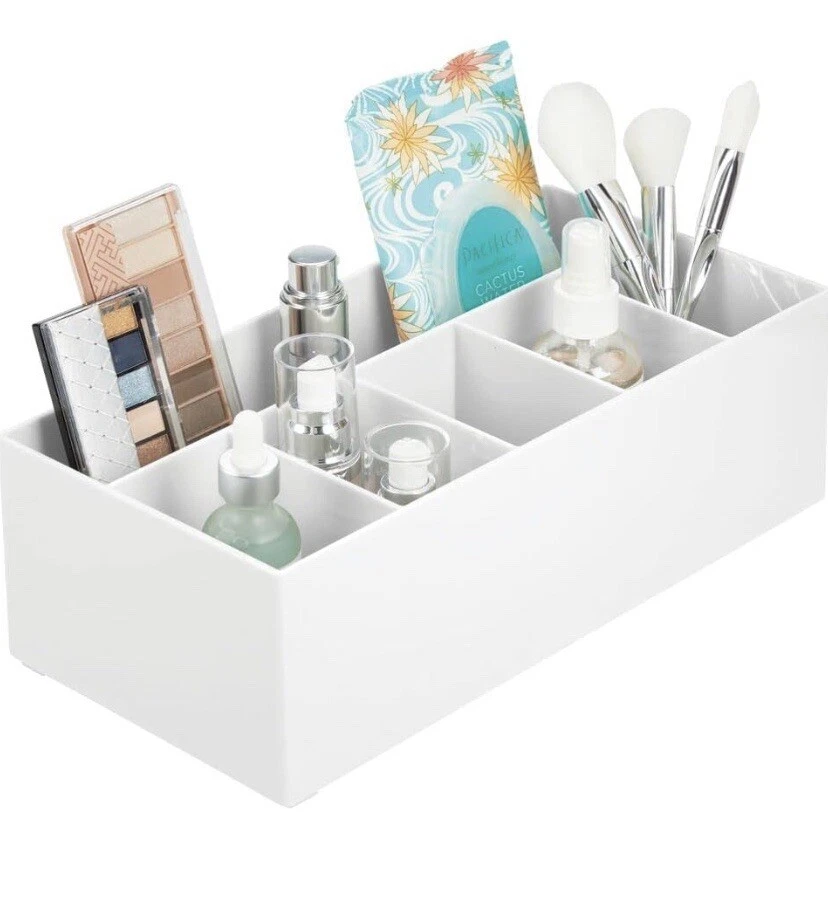 mDesign Cosmetic Organiser — Open-Top Bathroom Tidy Organiser 6 Compartment - Image 4 of 4