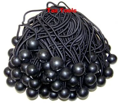 100 pcs 6" Black Ball Bungee Bungie Cord Heavy Duty Canopy Tarp Tie Downs Straps
