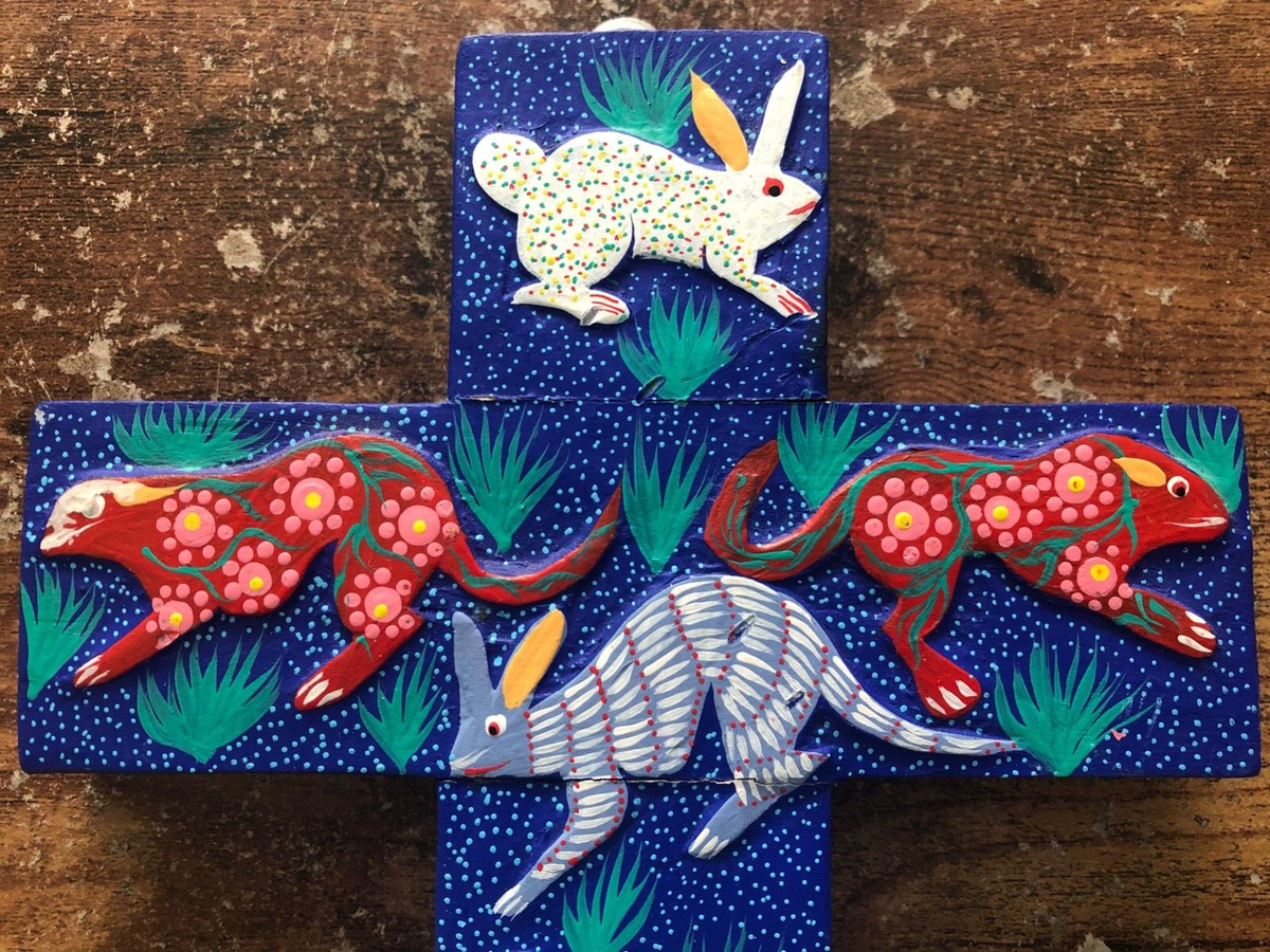 Gorgeous VICENTE HERNANDEZ VASQUEZ Hand Painted Folk Art Wooden