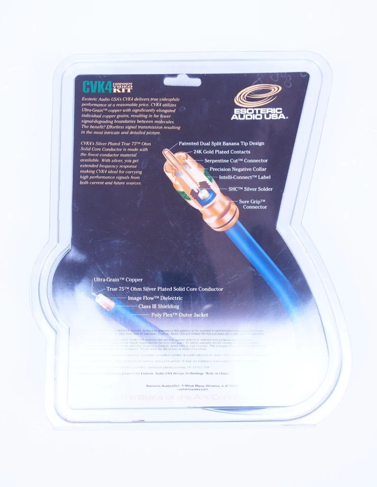 Esoteric Audio USA CVK4 Component Video Audio Cable 24K gold plated 6.6 ft. - Image 2 of 3