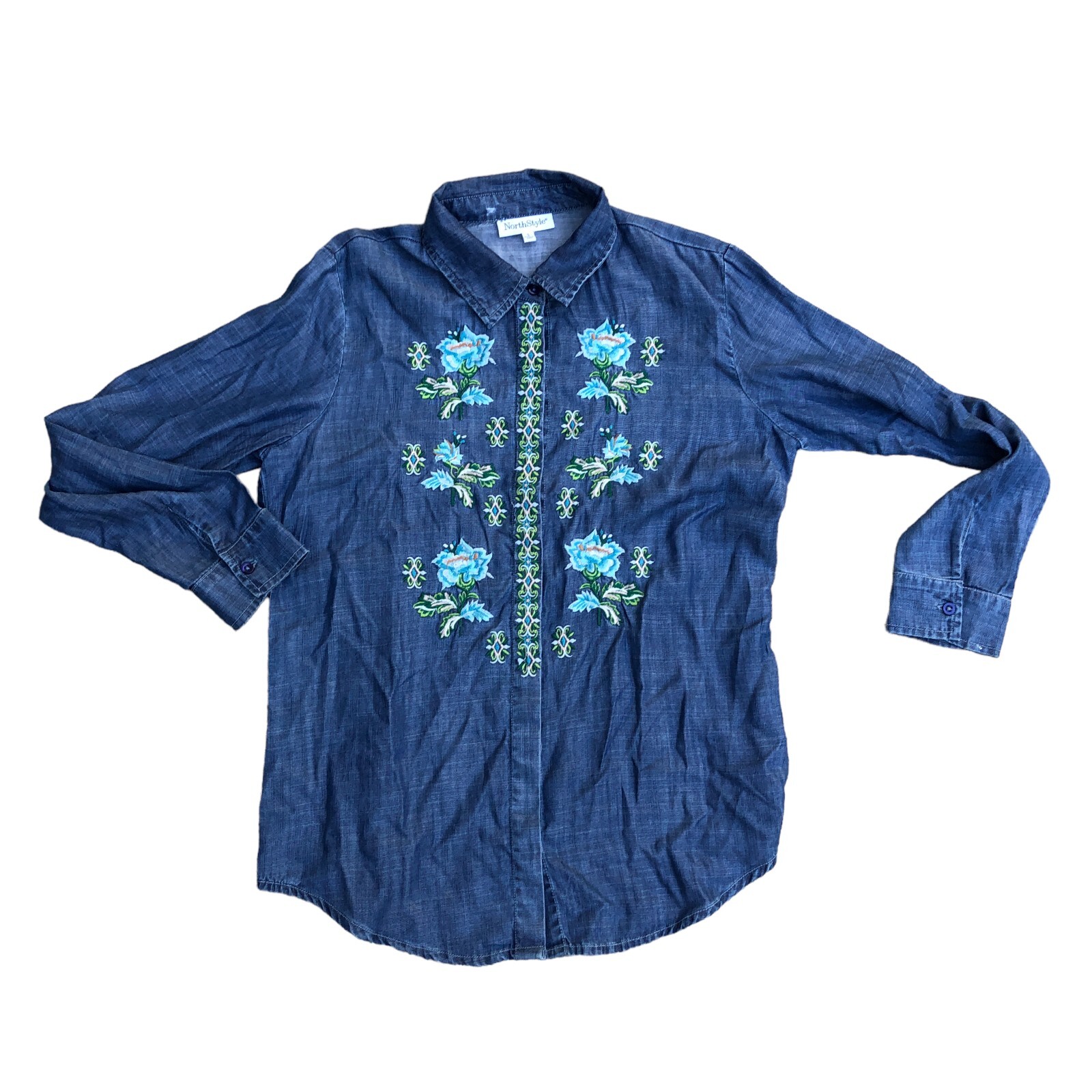 Women's Vintage Print Casual Denim Shirt main image 0