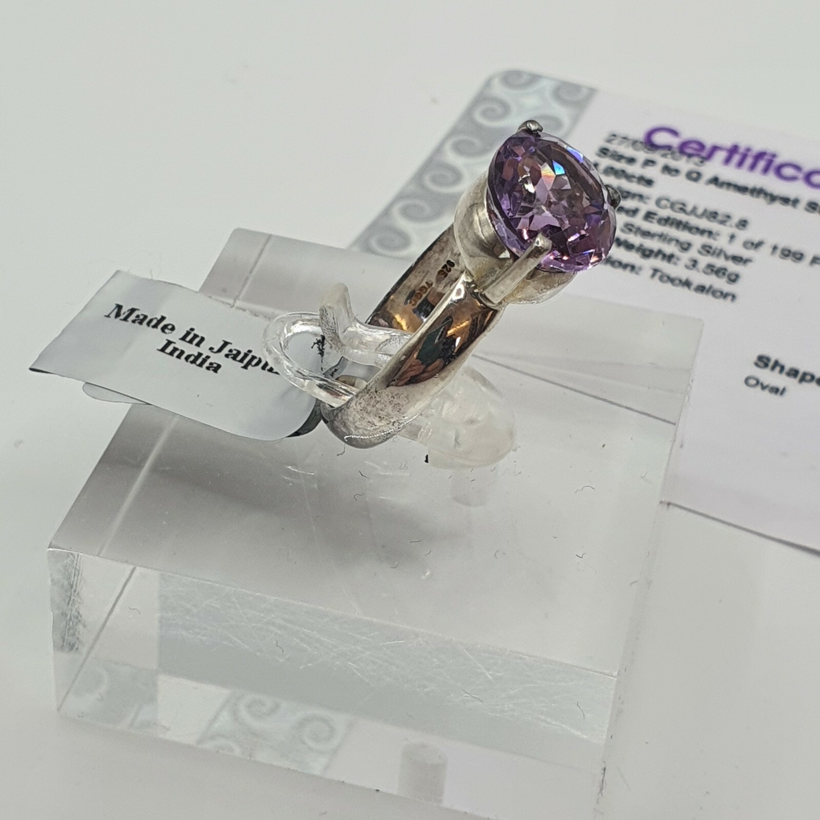 Photo 8 of Sterling Silver Amethyst 4.00ct Ring Size P To Q , R295