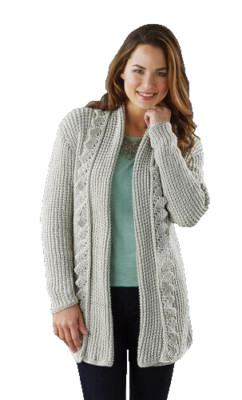 Mary Maxim KNITTING Pattern Leaflet Slanted Border Women's Cardigan 98958-9-60n