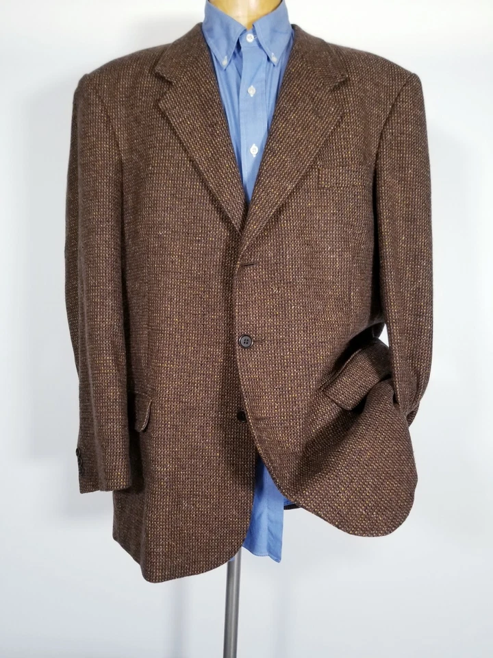 Abrigo Blazer Chaqueta Deportiva Loro Piana Cashmere Suave Tejido Tweed Marrón 46L Foto 3 de 4