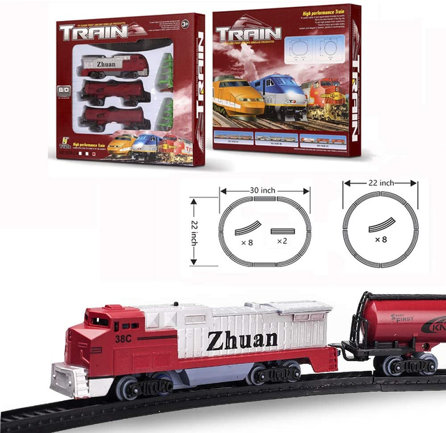 Fenfa Mini Red Freight Train Set Electric Toys 3 Shapes of Railway