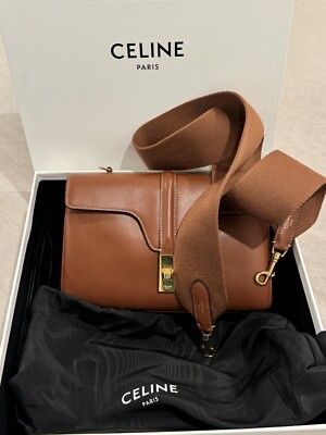 Auth CELINE Teen Soft 16 Smooth scarf skin Shoulder Bag Cross body 196853CR4...