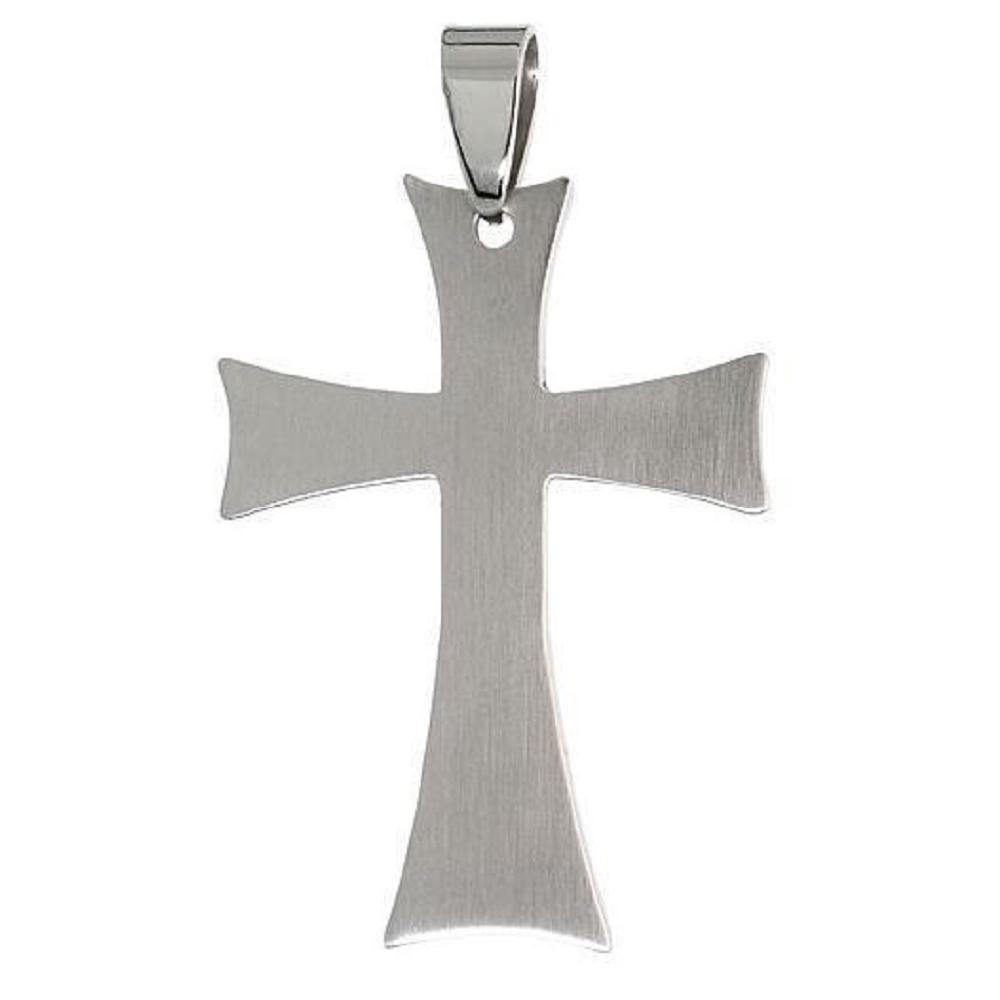 Stainless Steel Cross Pendant / Charm, Free Bead Ball Chain