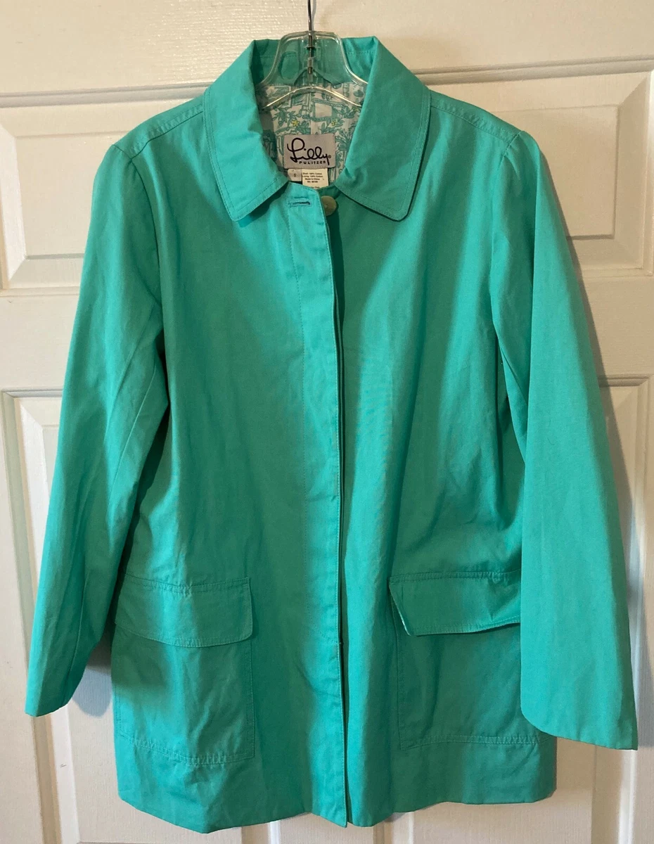 LILLY PULITZER WOMENS SMALL RAIN/WIND JACKET-COTTON SHELL/LINING-TURQUOISE  GREEN | eBay