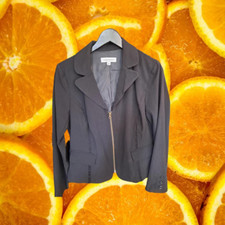 Harve Benard Black Zipper Blazer With Front Pockets Size Medium