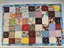 Patchwork Quilt Throw Blanket Handmade Machine Stitched DOUBLE Sided 32" x 48"