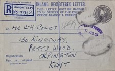 Registered Letter Embossed Stamp Envelope Postmark 17 April 1953