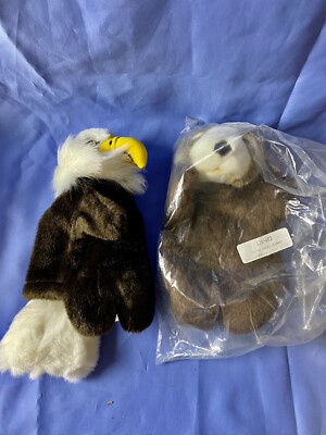 Two Vintage New  1999 11'' Eagle  & Otter  Plush hand PUPPET K&M International