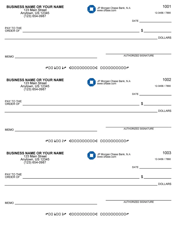 Cheques impresos, 3 por página, alta seguridad con holograma, QuickBooks, añadir logotipo Foto 2 de 3