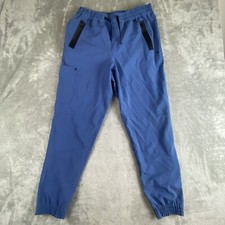 Rouma Scrub Pants Medium 30x29 Blue Elastic Waist Tapered Medicalwear Nurse RX