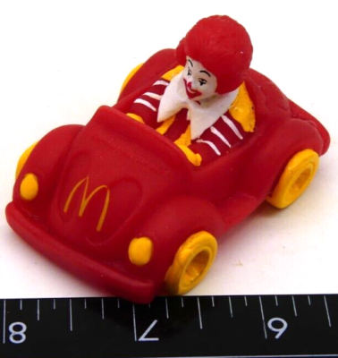 1988 Ronald Red Yellow Rubber Car Mcdonalds Happy Meal Kids Toy