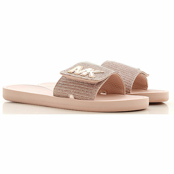 MICHAEL KORS PINK ROSE GOLD GLITTER MESH SLIDES FOR YOU US 10 I