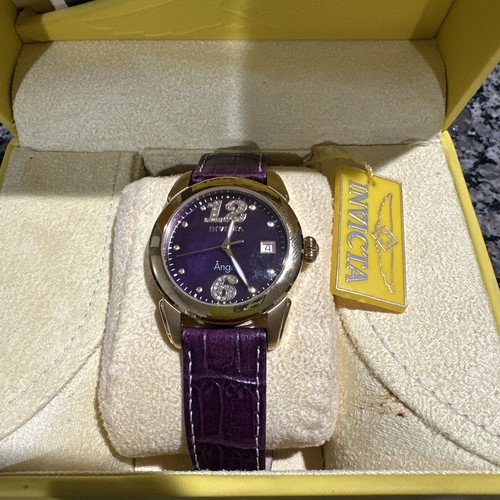 Invicta Angel Rare Purple And Gold Wristwatch With Box And Paperwork. Read Desc.