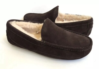 UGG ASCOT ESPRESSO SUEDE WIDE SHEARLING MOCCASIN SHOE US 12 3E / EU 45.5 / UK 11