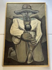 Mario Miguel Mollari painting large listed cubism expressionism mid century rare