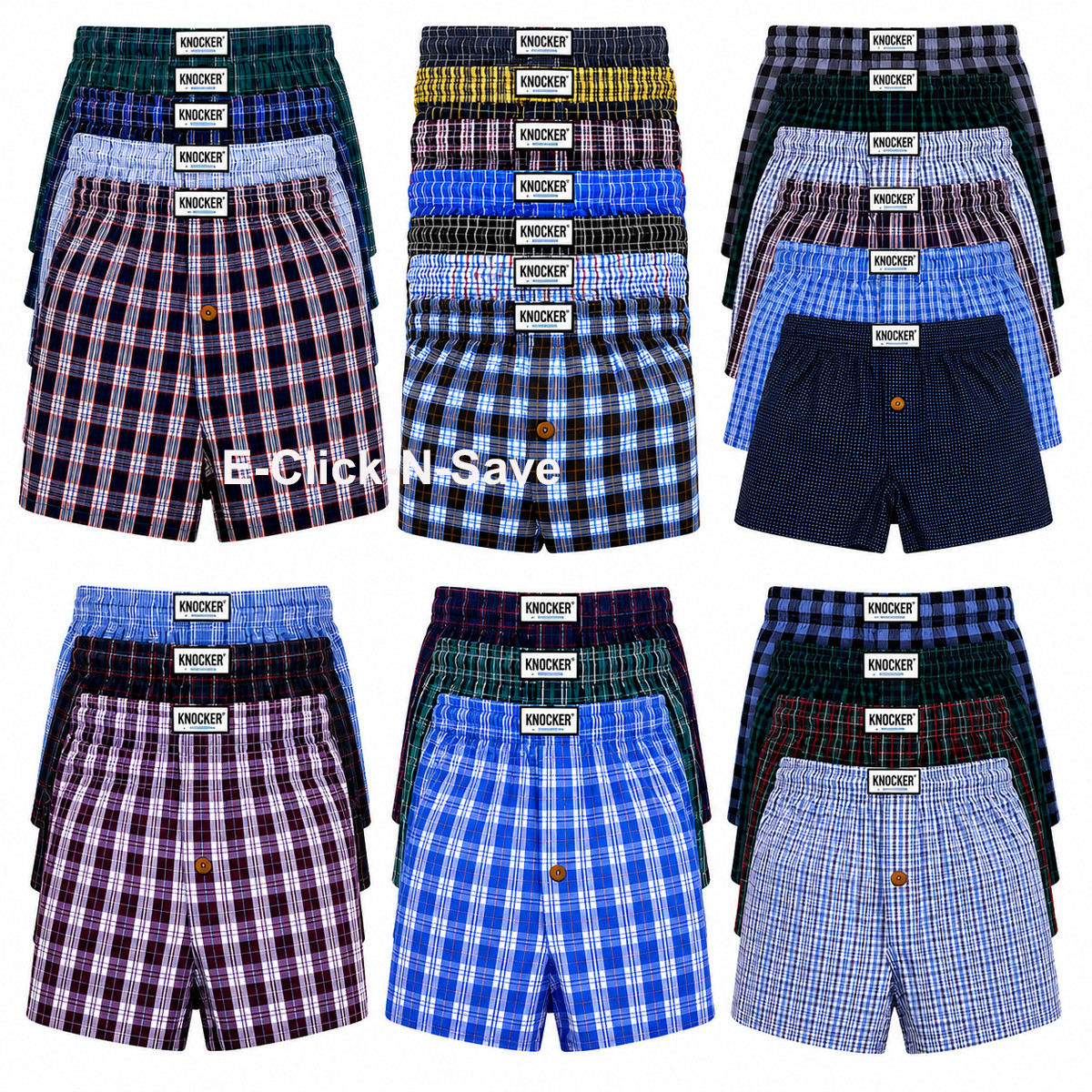 3 6 12 Pack Men's Plaid Boxer Shorts Multi Color Cotton Blend Underwear S-3XL - Thumbnail 1