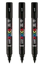 uni PC-5BR Water-Based Paint Markers, Reversible Brush Tip 1.0-4.0mm, Black, ...