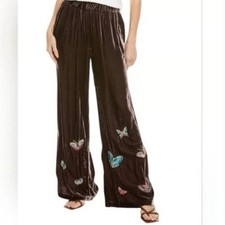 NWT Johnny Was Brown Luciana Velvet Wide Leg Butterfly Pant 365 Large