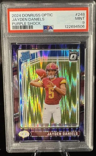 2024 Donruss Optic Jayden Daniels #248 Purple Shock Rookie Card PSA 9 MINT