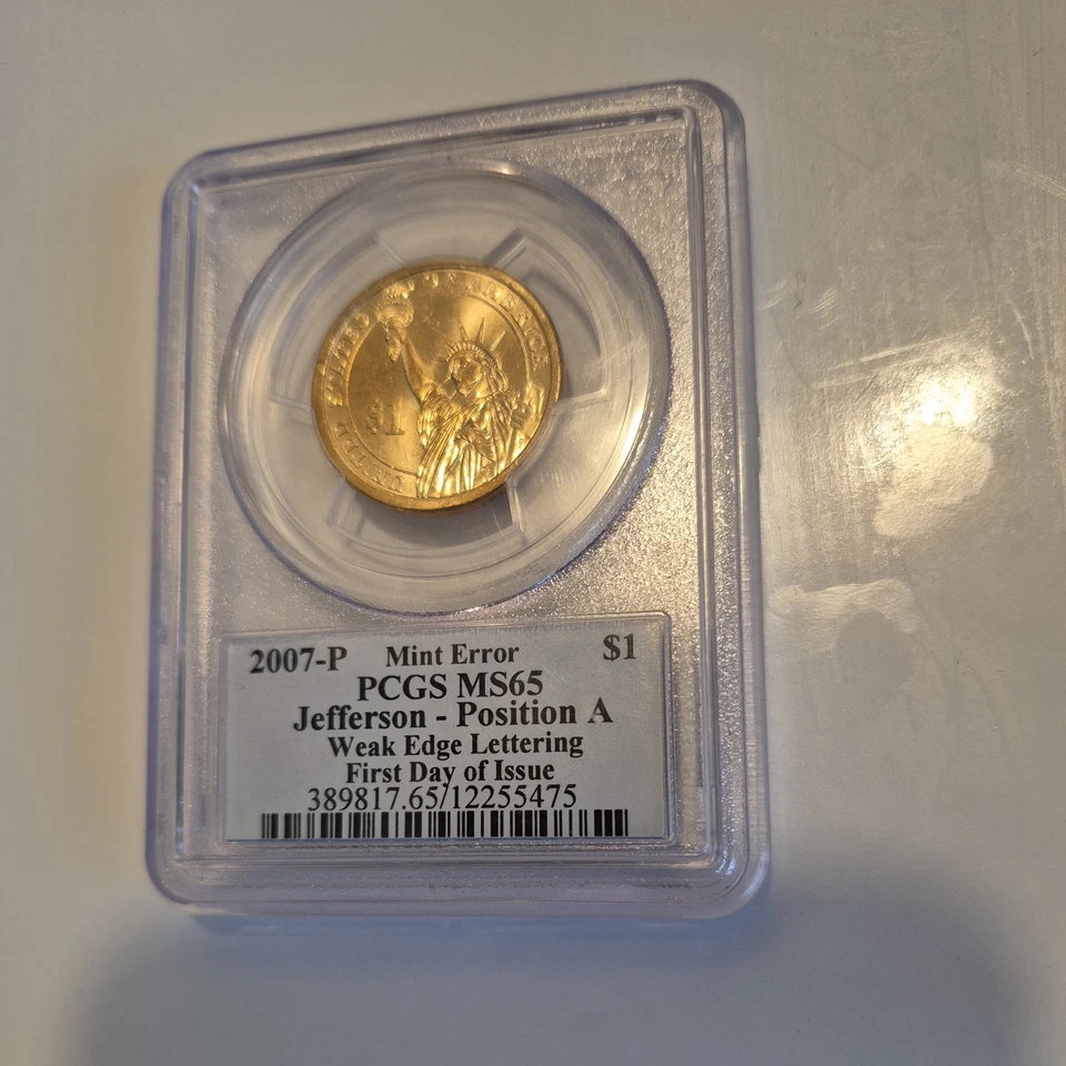 2007-P JEFFERSON WEAK EDGE LETTERING POSITION A-PCGS MS-65 FIRST DAY OF ISSUE - Image 2 of 4