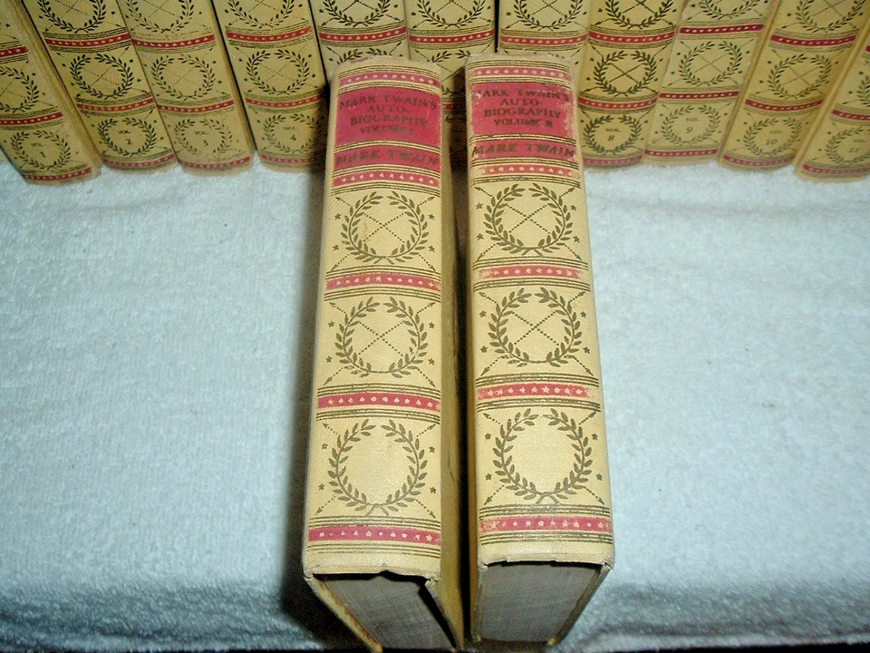 Complete Works of Mark Twain 24 Vol Set + 2 Vol AutoBiograply 1920's Tom Sawyer Foto 2 de 4