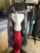 Cosplay Party Long Straight Off Black Wigs With Bangs Synthetic Hair