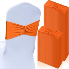 100 Pcs Spandex Chair Sashes Bows Bands Slider Sashes for Chair Covers Orange