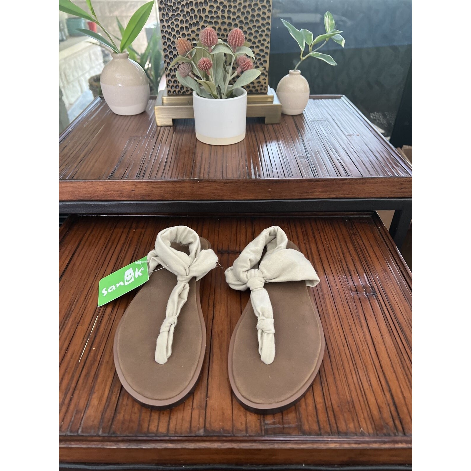 Sanuk Sz 10 Yoga Sling Ella Natural Tan Womens Sandal New Minimalist Rare image 5