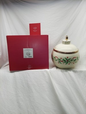 Lenox Holiday Christmas Ball Ornament Figural Cookie Jar W Lid NIB Box