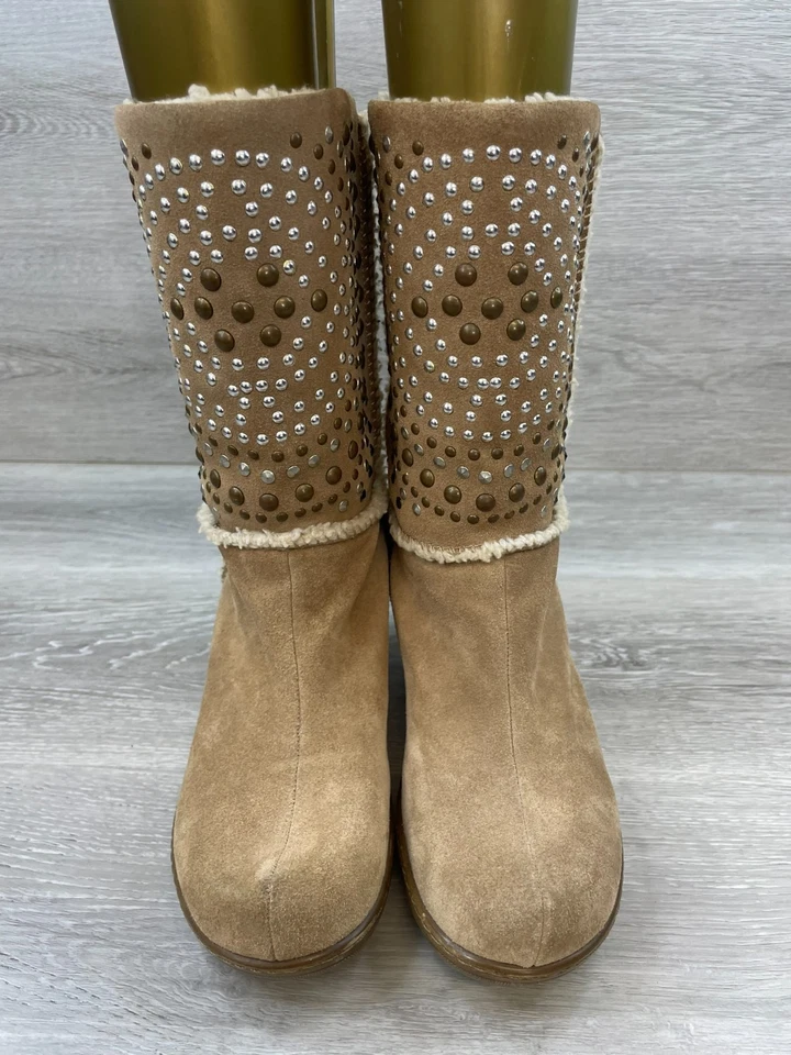 Softwalk Manistee Stud Para Mujer 7.5 Marrón Nieve Cuero Bota Forrada Cuña Pull-On Foto 2 de 4