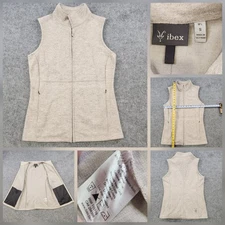 Ibex Vest Womens Small Beige Wool Blend Full Zip Sleeveless Art of Wool Outdoors