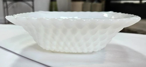 Anchor Hocking Vintage Milk Glass Square Bowl/Candy Dish Hobnail