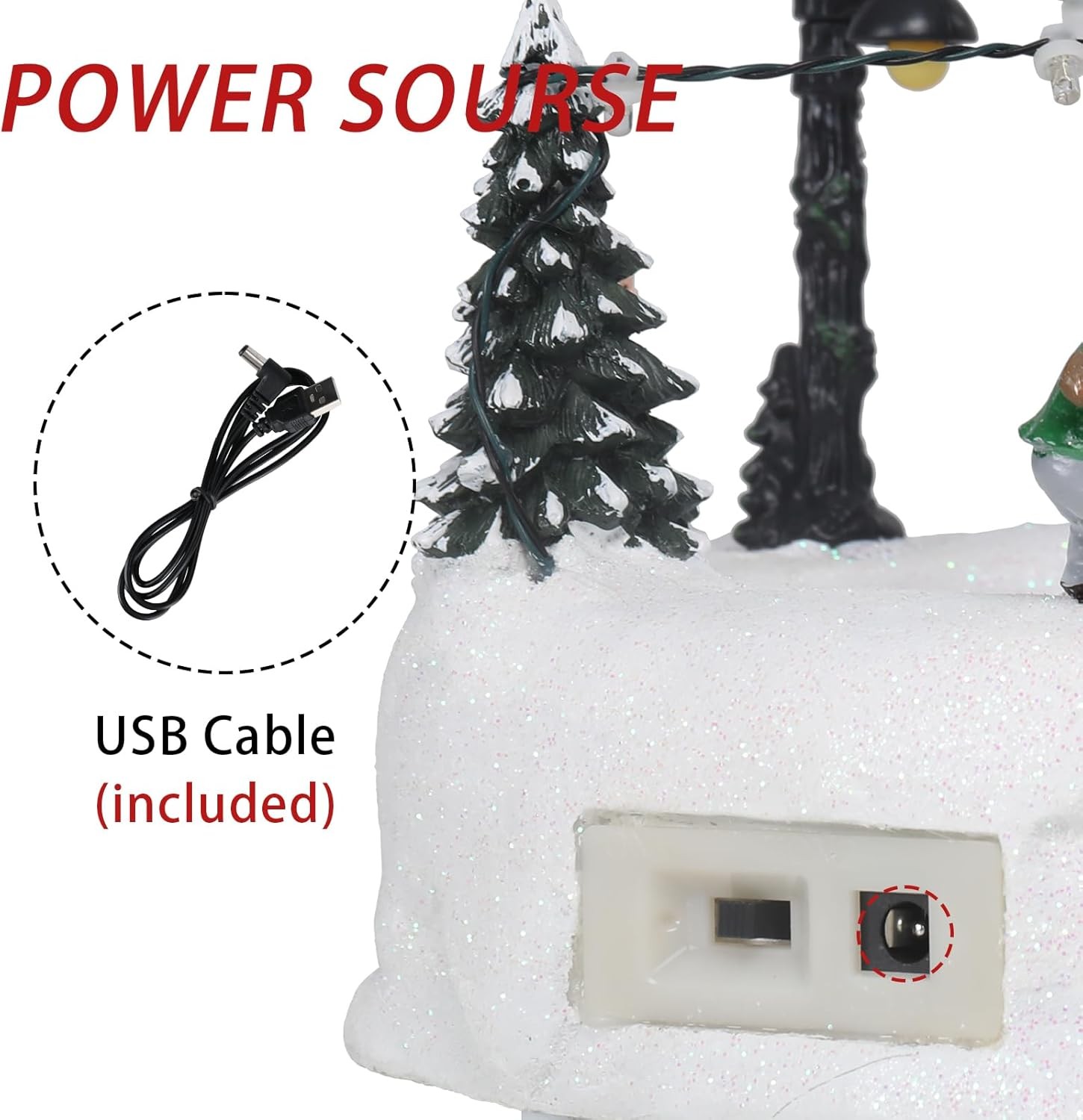 MUMTOP Christmas Village Skating Rink with Moving Skaters, Light Up Animated Ska