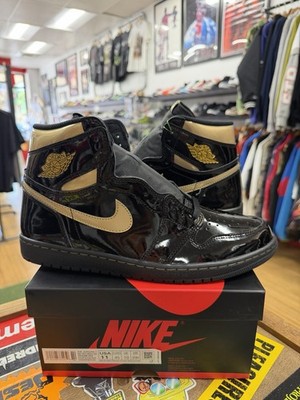 Nike Air Jordan 1 Retro High OG Black Metallic Gold Patent 555088-032 Mens 11