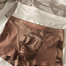 Men's Satin-Like Boxer Shorts with Glossy Mesh Splicing for Breathable Comfort